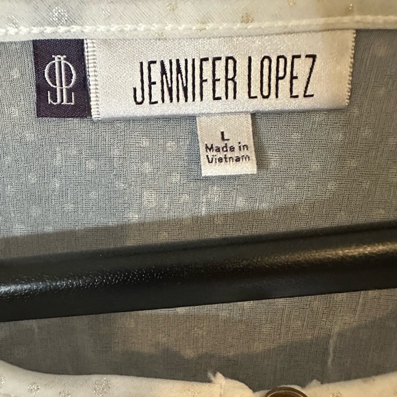 Jennifer Lopez Cream Blouse With Gold Dots Size Large - Picture 3 of 5